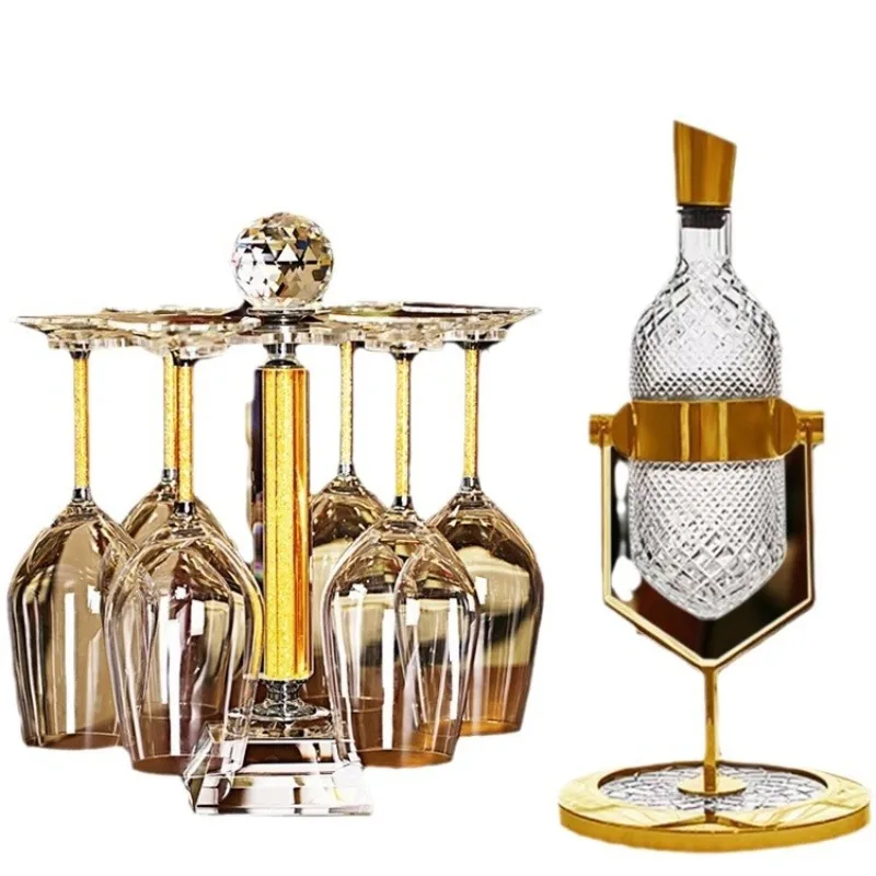 

High-end rotating crystal glass shaker wine decanter high-foot red wine glass set household wine set
