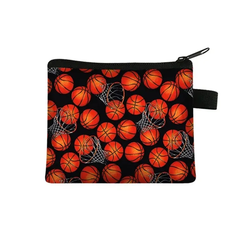 Cute Basketball Print Coin Purse Kids Wallet Money Key Holder Bags Boys Purse Mini Change Coin Pouch Bags Gift Wallet Fashion