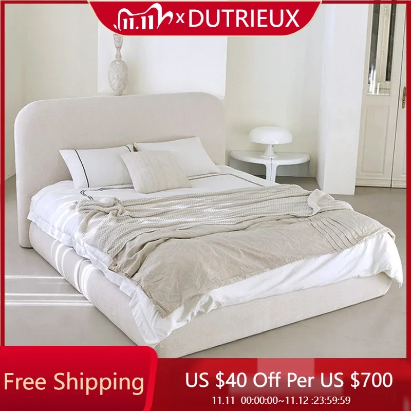 

Minimalist Full French Bed Aesthetics White Twin High End Design Confortable Bed Fashionable Wedding Apartment Lit Furniture