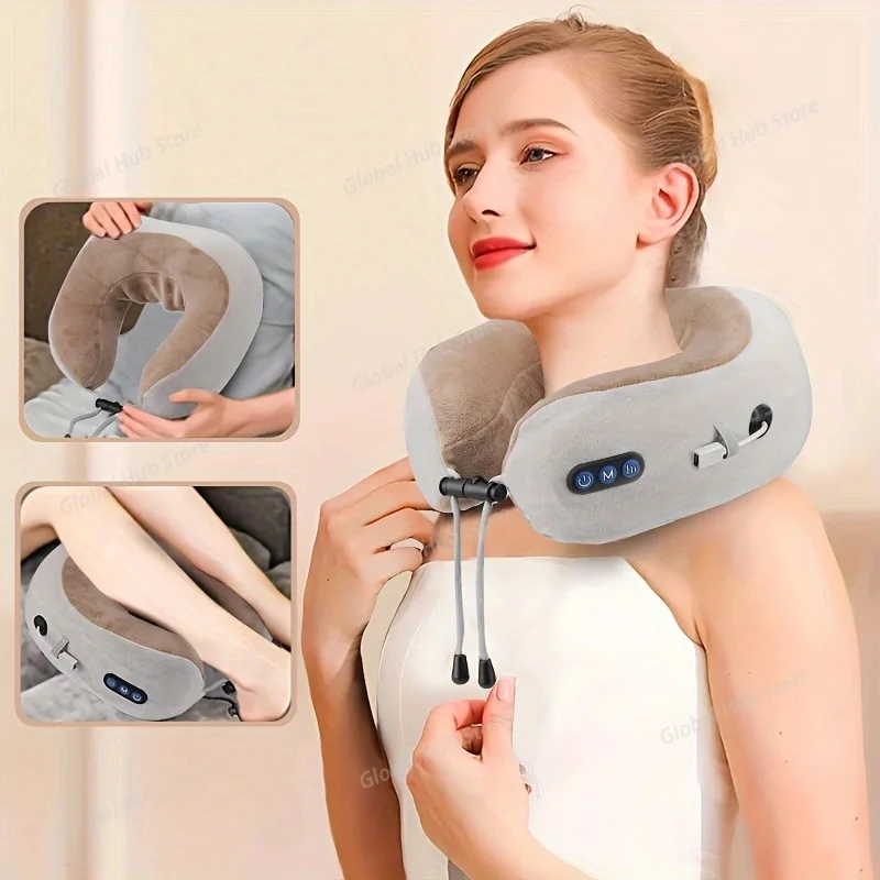 U-shaped Neck Massager, USB Charging Portable Home Car Travel Electric Pillow Suitable for Relaxing The Neck and Shoulders