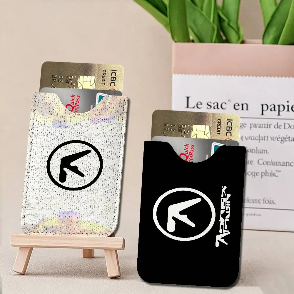 A-Aphex Twin Ultra-Thin Mini Leather Card Holder Wallets for Men Women Lightweight Soft Genuine Leather Credit Card