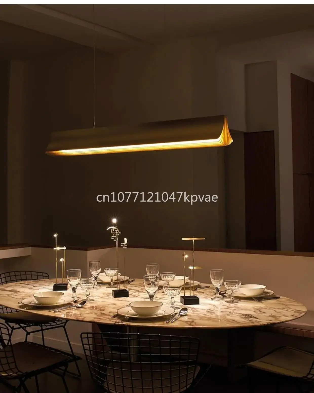 Italian Restaurant Designer Chandelier Minimalist Art Exhibition Hall Island Platform Straight Strip Lighting Fixture New Model