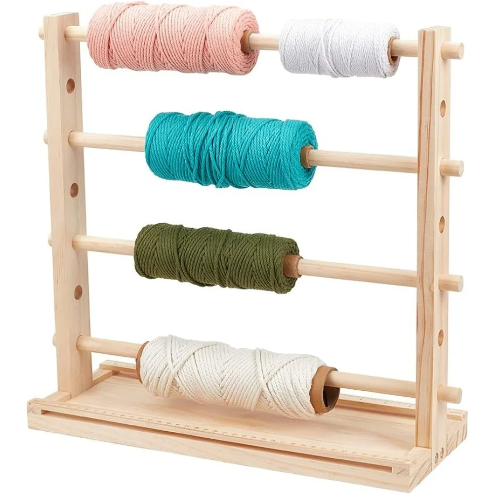 

Wood Ribbon Storage Rack 4 Tier Ribbon Holder Organizer Spool Holder Organizer for Sewing Craft Mesh Thread Tape Wreath Crochet