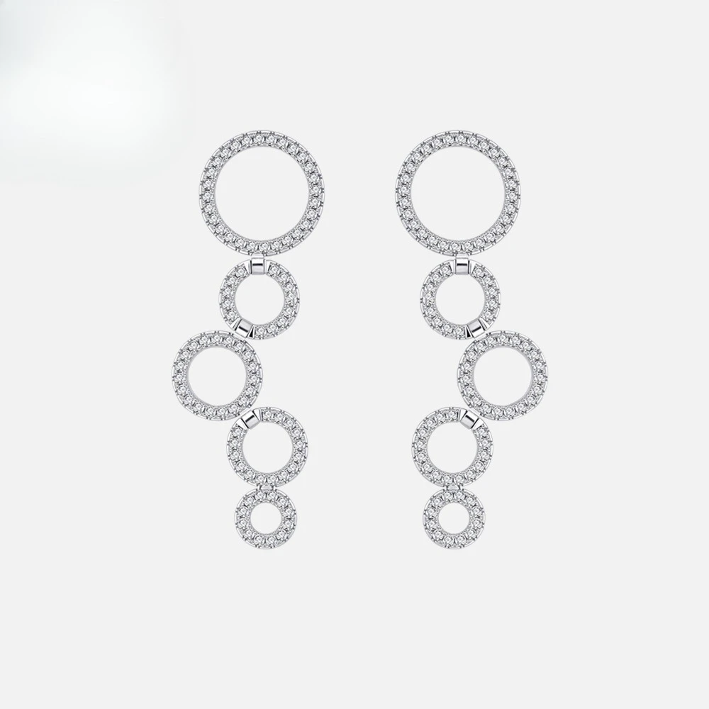 

New irregular long tassel circle earrings with female personality, high-end feel, luxurious inlaid earrings, wedding jewelry