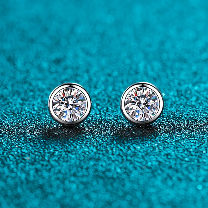 

Moissanite Stud Earrings Women Men 0.3-1 Carat Sterling Silver Round Diamond Bubble Stud Earrings Moissanite Earrings