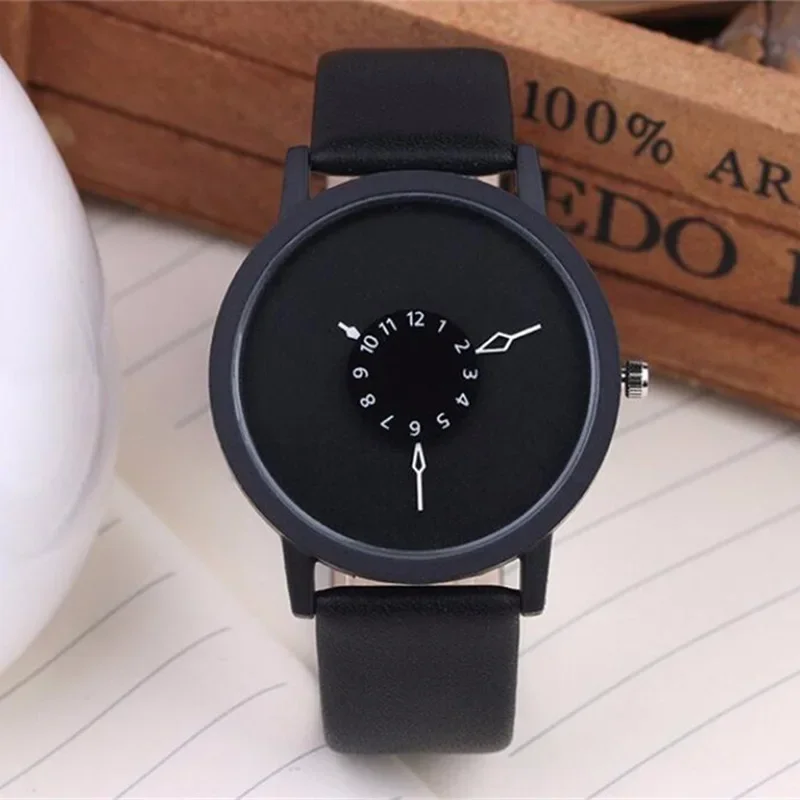 Simple Fashion Men Casual Pu Leather Strap Round Dial Quartz Wristwatch for Male WomenCasual Clock Watches relogio masculino
