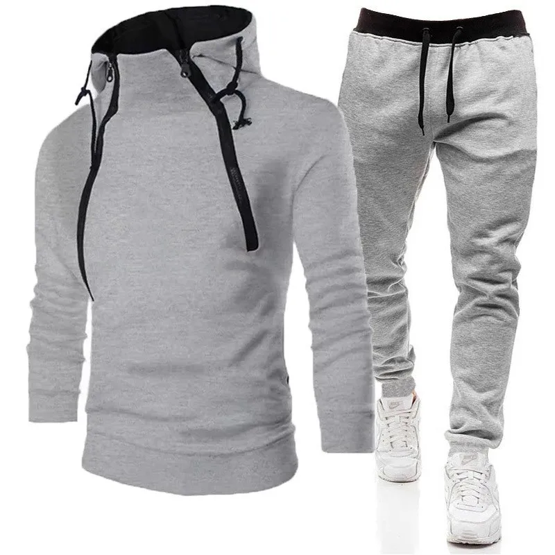 

2026 New Men's Hoodie Long Sleeve Sweatshirt Zipper High Neck Pullover Men's Sweatshirt Jacket Set