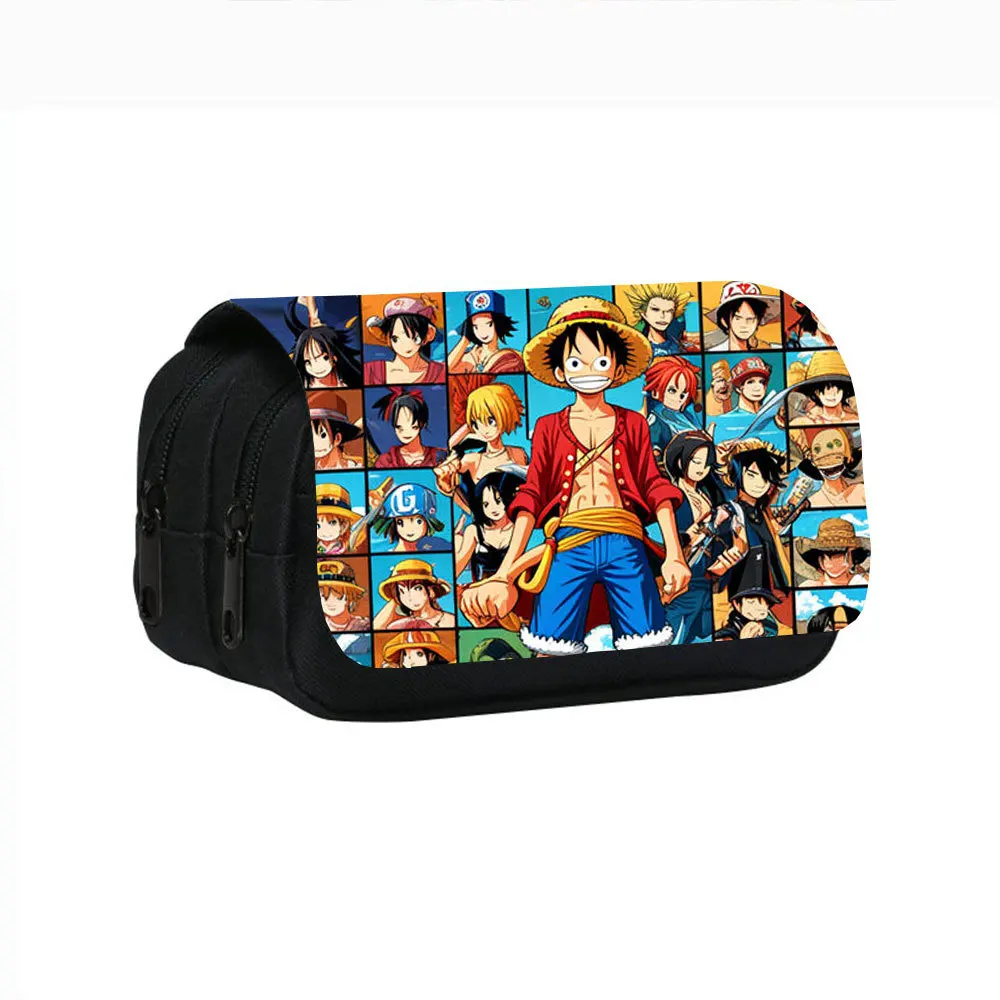 

ONEPIECE Double Layer Pencil Case One Piece Anime Stationery Bag for Kids School Supplies