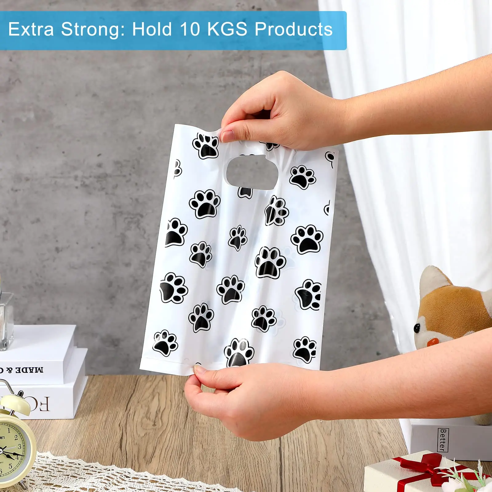 10pcs/30pcs Pink Paw Print Gift Bags Stickers Footprints Cat Candy Bags For Pet Theme Supplies Dog Cat Birthday Party Decoration