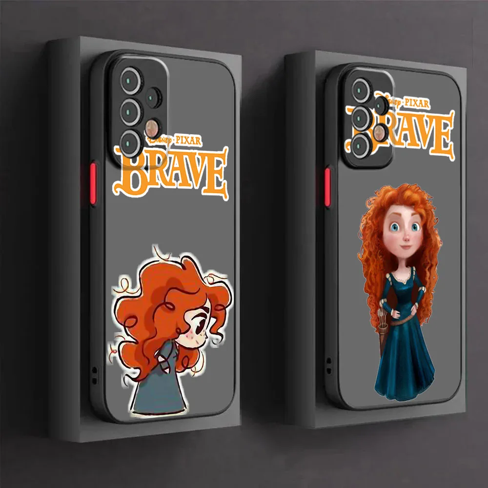 Frosted Translucent Phone Case For Samsung A51 A52 A53 A54 A55 A56 A71 A72 A73 S25 S24 S23 Cartoon Brave Protection Black Cover
