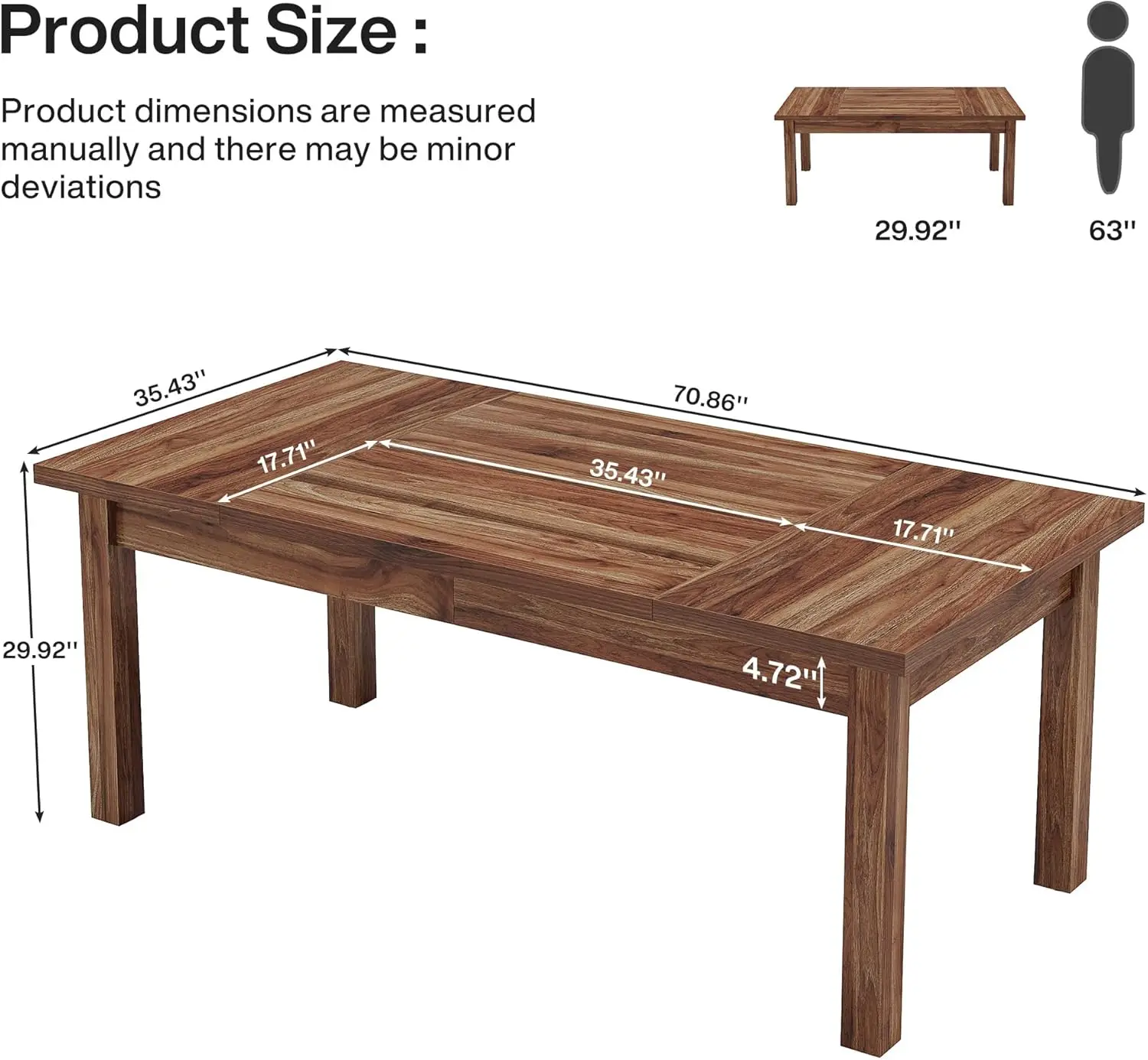 Wood Farmhouse Office Computer Desk, Working Study Desk para 1-2 pessoas, 70 "grande mesa executiva