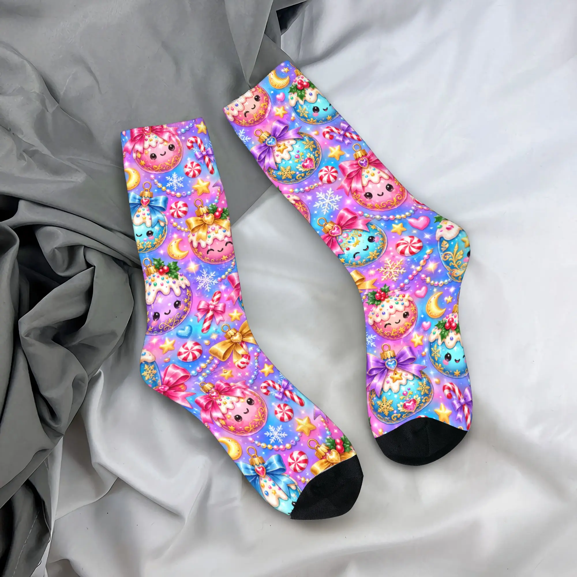 Pastel Christmas Treat Stockings  Graphic Retro Socks Spring Non-Slip Socks Men Climbing Breathable Socks