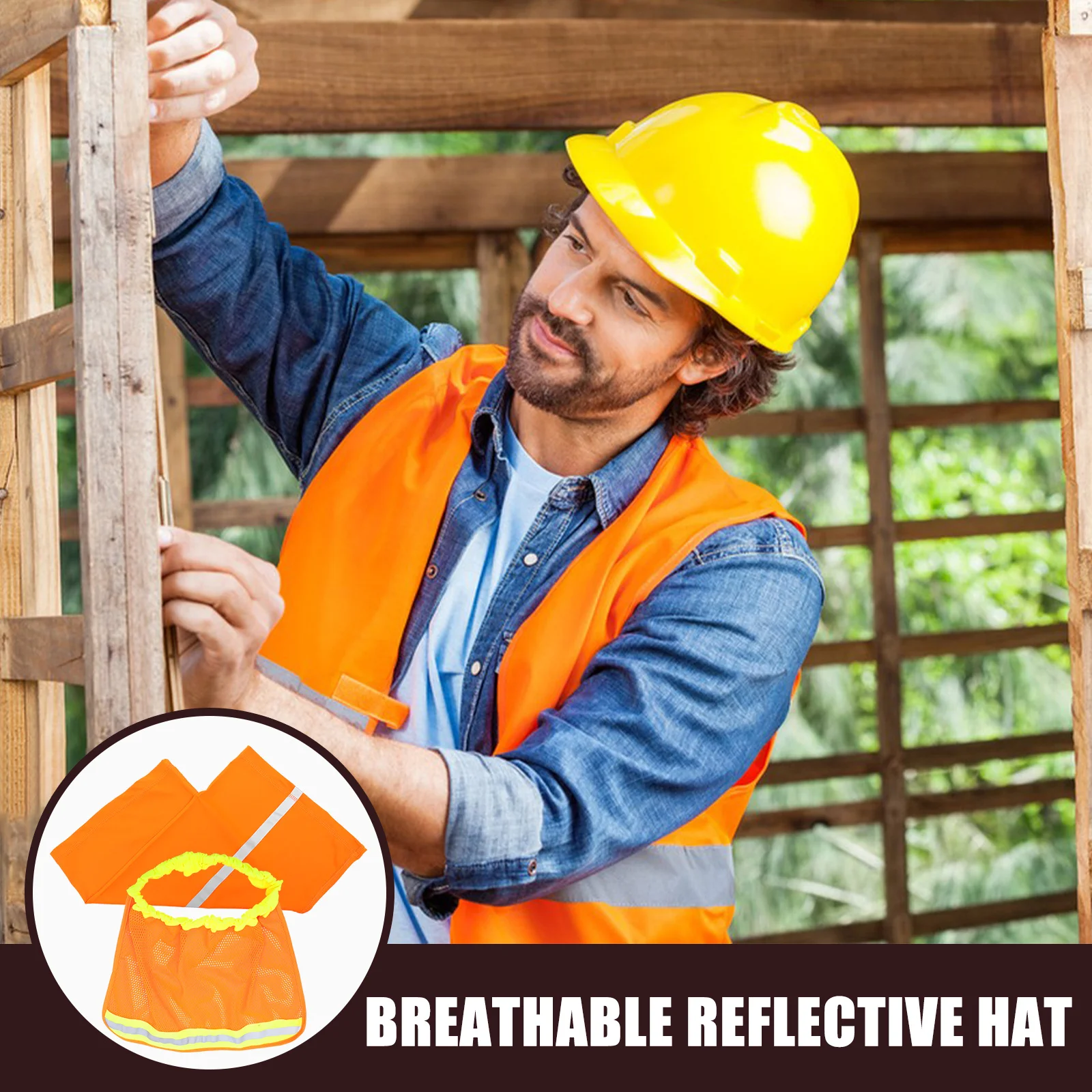 

1Set Hard Hat Sun Shade Cover Neck Protector Reflective Design Outdoor Construction Safety Visibility Anti-Uv Sand Wind