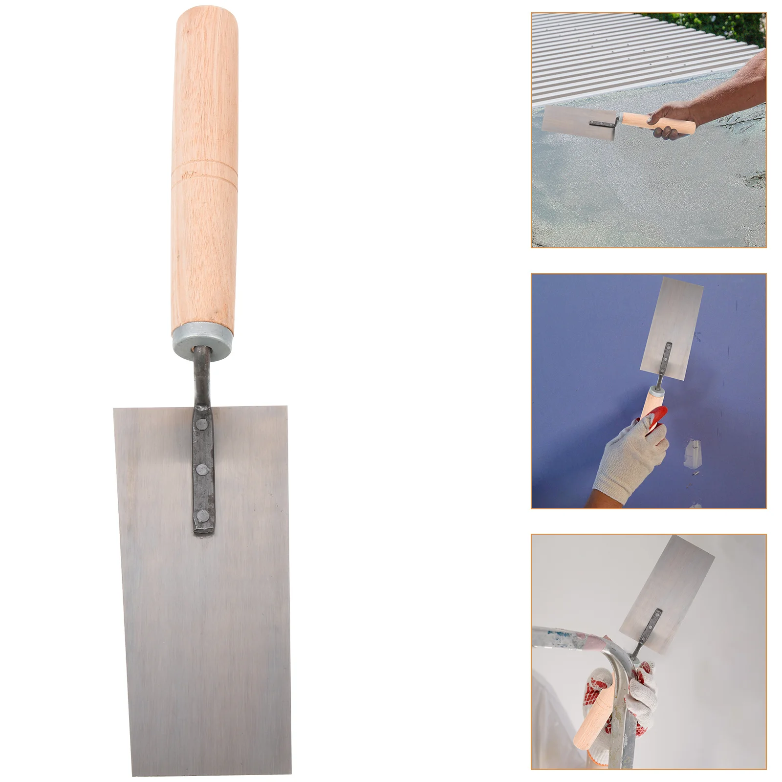 

5pcs Masonry Trowel Finishing Tool Cement Stainless Steel Blades Wooden Handle Rivet Design Construction Spatula For Plaster