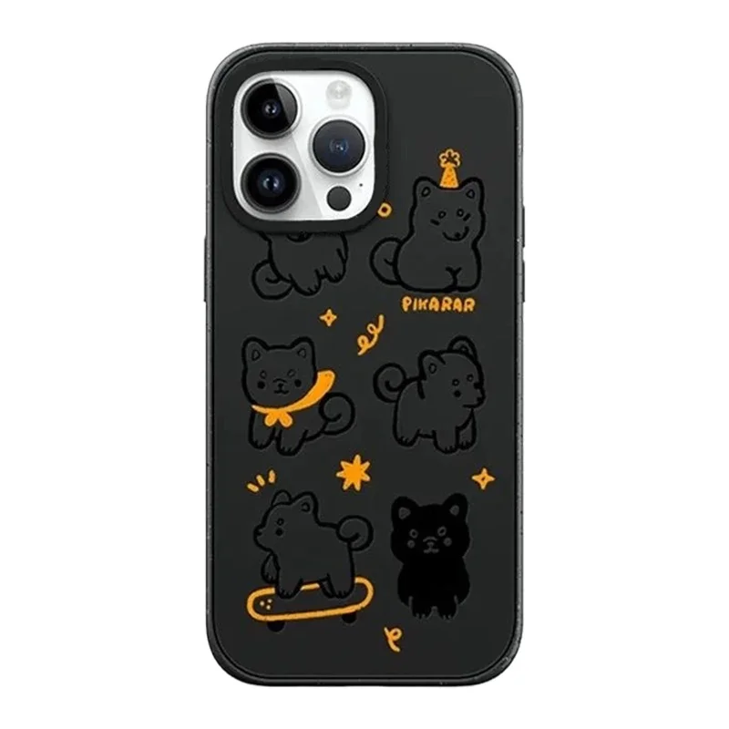 

Cartoon Cute Dog Black Frosted MagSafe Phone Case Cover for iPhone 13 15 14 Pro Max Protective Case, Fits iPhone 15 Pro Max