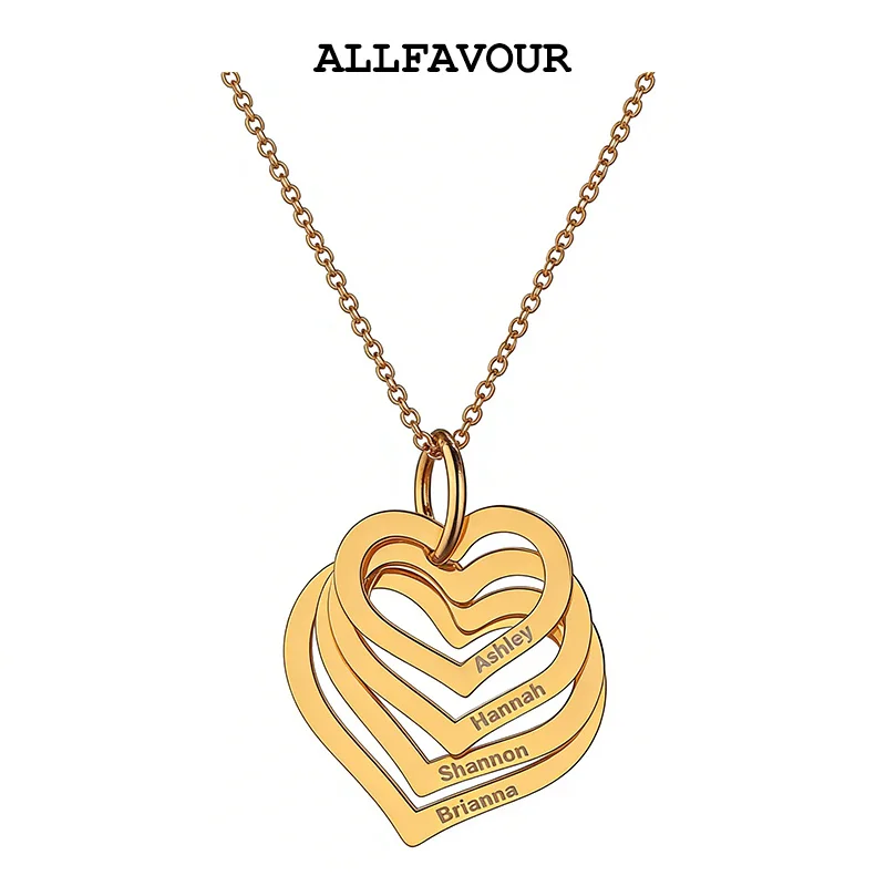 

Fashion Engrave Name Pendant Necklaces Multiple Heart Antler Teardrops Unique Personalized Stainless Steel Birthday Jewelry Gift