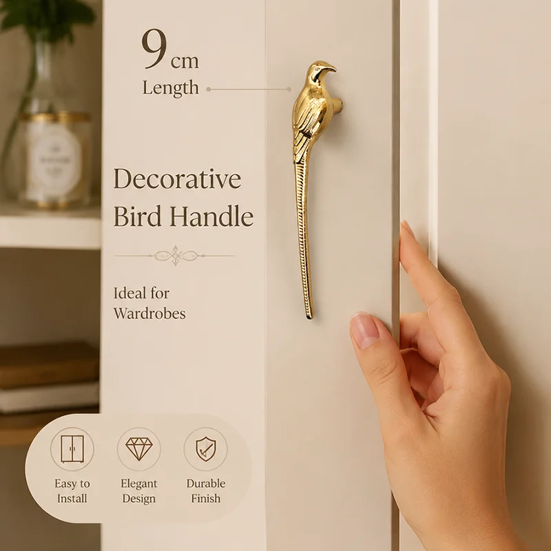 Luxury Golden Magpie Retro Metallic Cabinet Door Handle Drawer Knob Creative Design for Wine Cabinet Wardrobe
