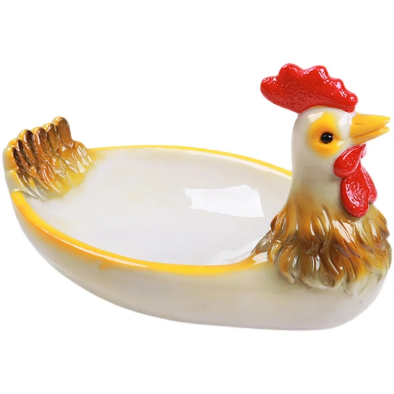 Hotel Restaurant Creative and distinctive large golden rooster shaped artistic tableware plates ceramica