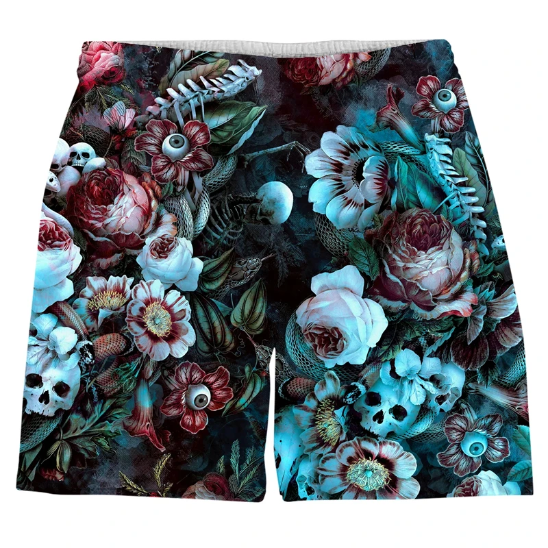 

Funny Hawaiian Beach Shorts Men 3D Printed Summer Casual Jogging Sports Short Pants Woman Flower Pattern Surf Swimming Trunks