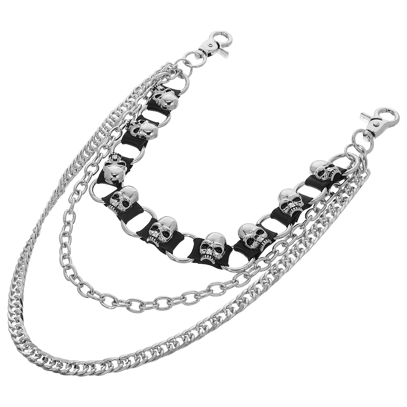 

Skull Pants Chain Multi-layered Alloy Punk Trouser Rivet Jeans Chains Durable Material Metal Replacement Halloween