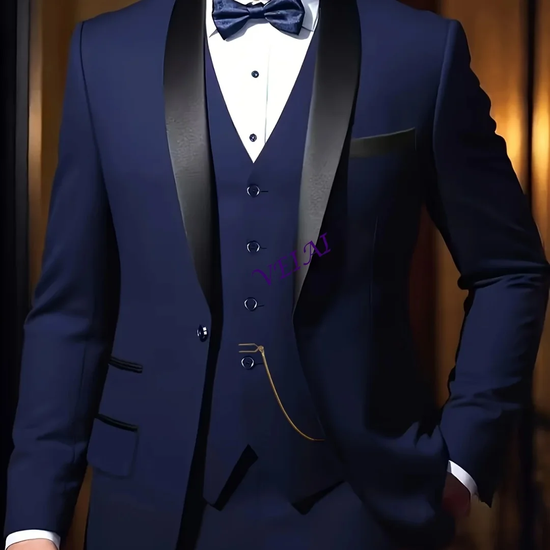 

CustomizedThree-piece High-end Men's Suit Set Trousers And Formal Weddg Work Suit Holiday Gift With Vest Decorative