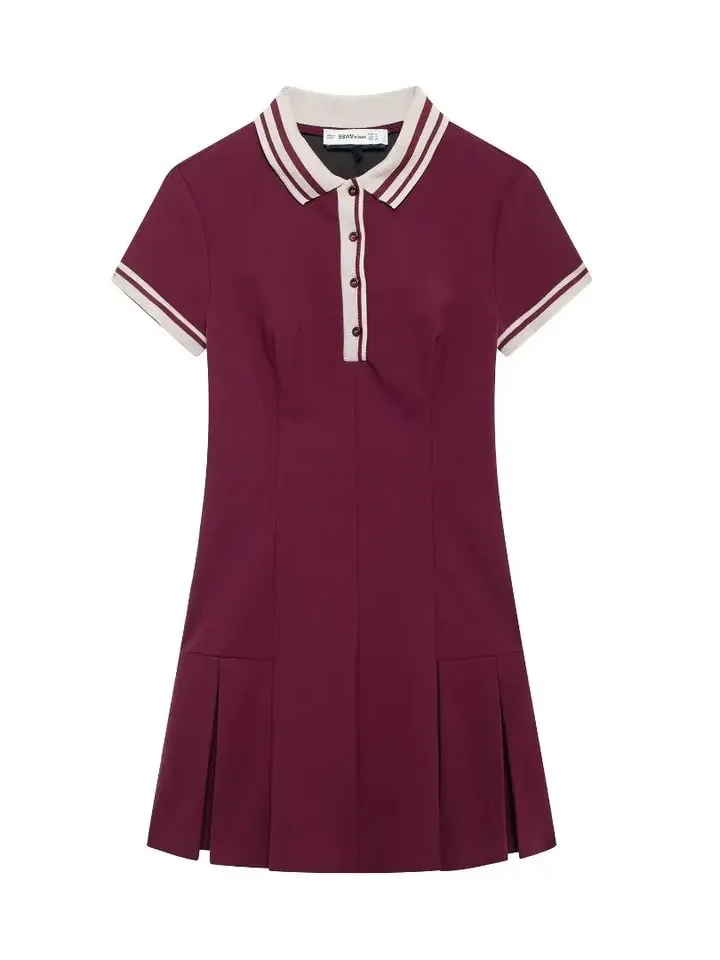 เดรสสั้นผู้หญิง แขนสั้น ผ้าปะติด จีบกว้าง สไตล์ลำลอง เรียบง่าย ทันสมัย รุ่น K1D5