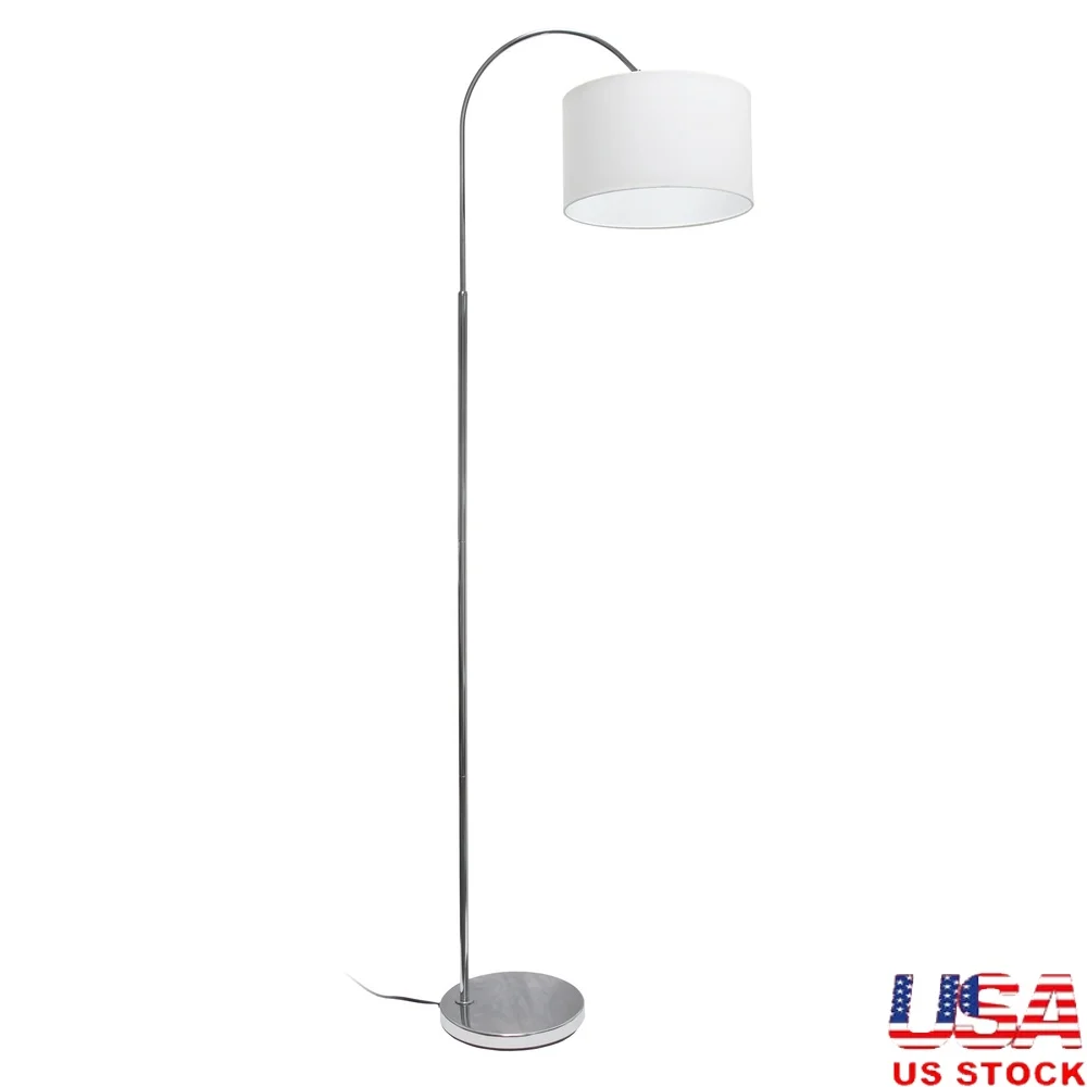 

Arched Floor Lamp Brushed Nickel Finish White Drum Shade Modern Living Room Lighting Foot Switch Assembly Required 100W Bulb