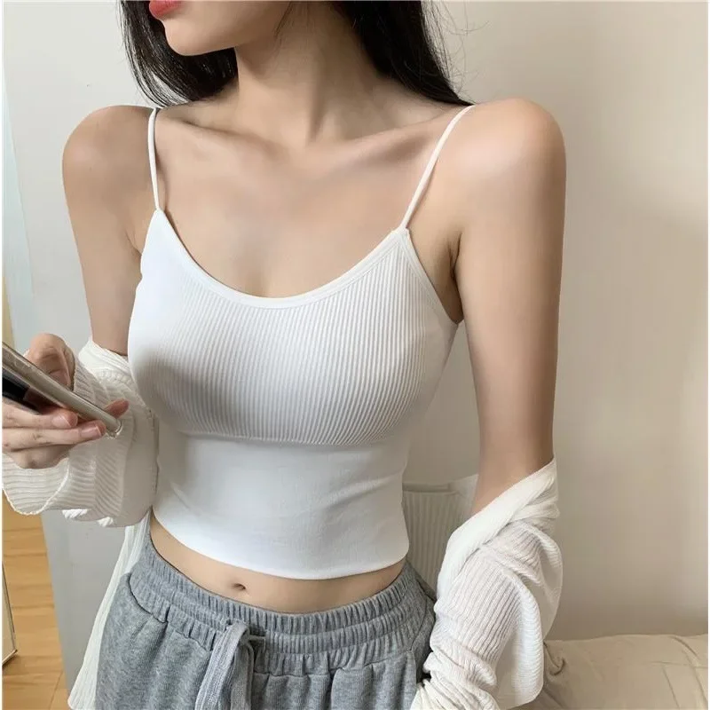 Live Broadcast Popular Sports Cropped Vest Navel Strapless Screw Thread Base Tank Beautiful Back Inner Outer Matching Bras