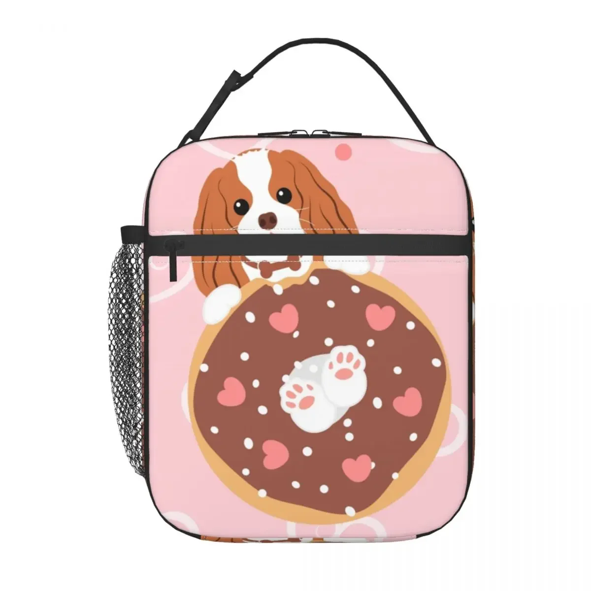 Love Cavalier King Spaniel And Donut Lunch Boxes Women Leakproof Dog Cooler Thermal Food Insulated Lunch Bag Kids School