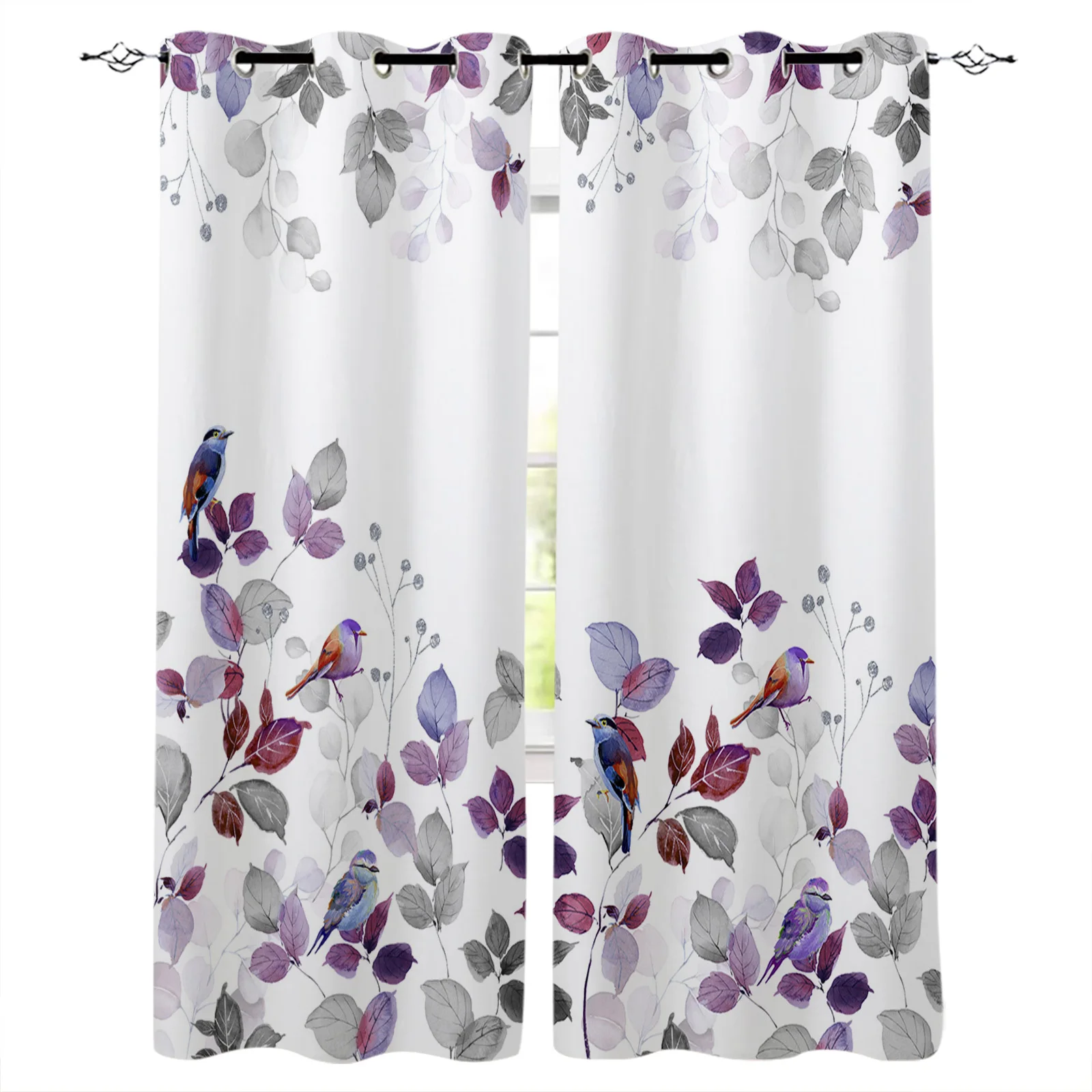 Leaf American Country Style Mockingbird Modern Hall Curtains for Living Room Girl Boy Bedroom Kitchen Window Curtain Cortinas