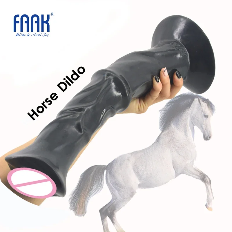 

FAAK 13.8 inch huge penis animal horse dildo dick with strong suction cup ribbed big toys for women flirt sex products hot