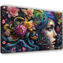 Diamond Painting Mysterious Waves Flowers Woman Full Round Square 5D Diy Diamond Embroidery For Adults Needlework Wall Decor