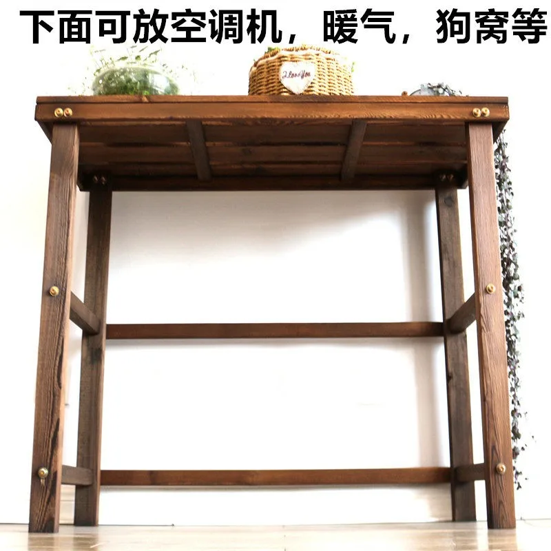 Air conditioner outer cover flower stand Solid wood anti-corrosion Outdoor succulent green plants Customized small table Balcony