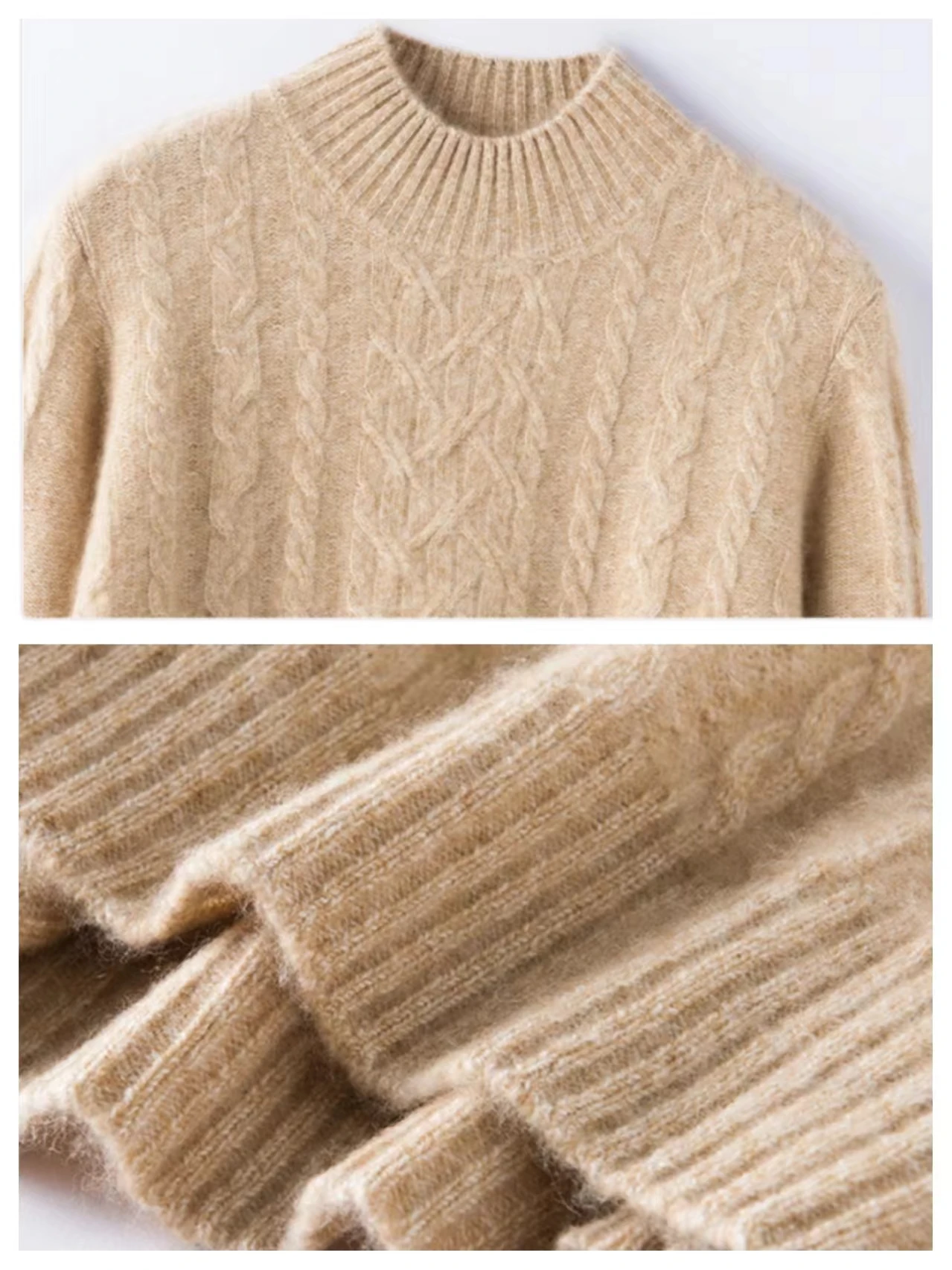 

Choice Autumn Winter Women Cashmere Pullover Sweater Mock-neck Twist Knitwear 100% Cashmere Knitted Clothing High Quality Tops