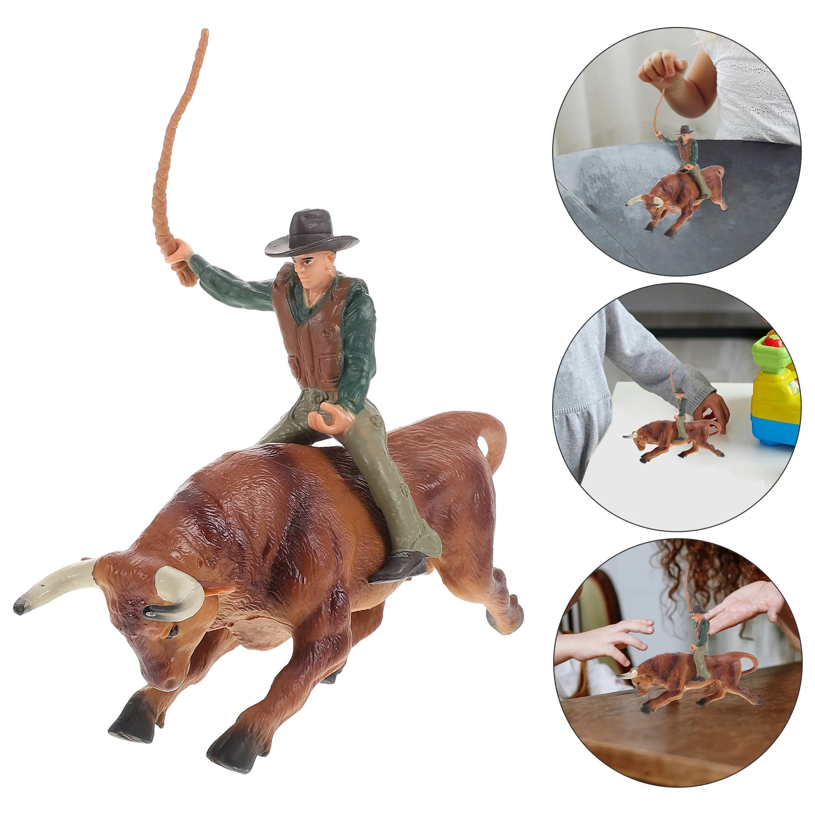 

Cowboy Action Figure Realistic Model Toy Bull Decor For Home Set Ornament Desk Decoration Child