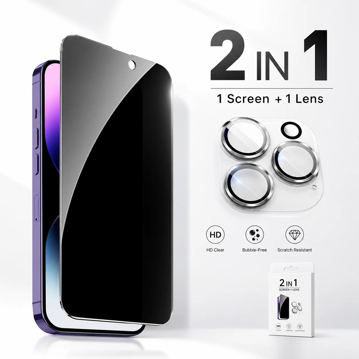Sichtschutzfolie & Kameraschutzfolie & Handyhülle, Für iPhone 17 AIR 16 15 14 13 Pro Max 15 12 11 Pro