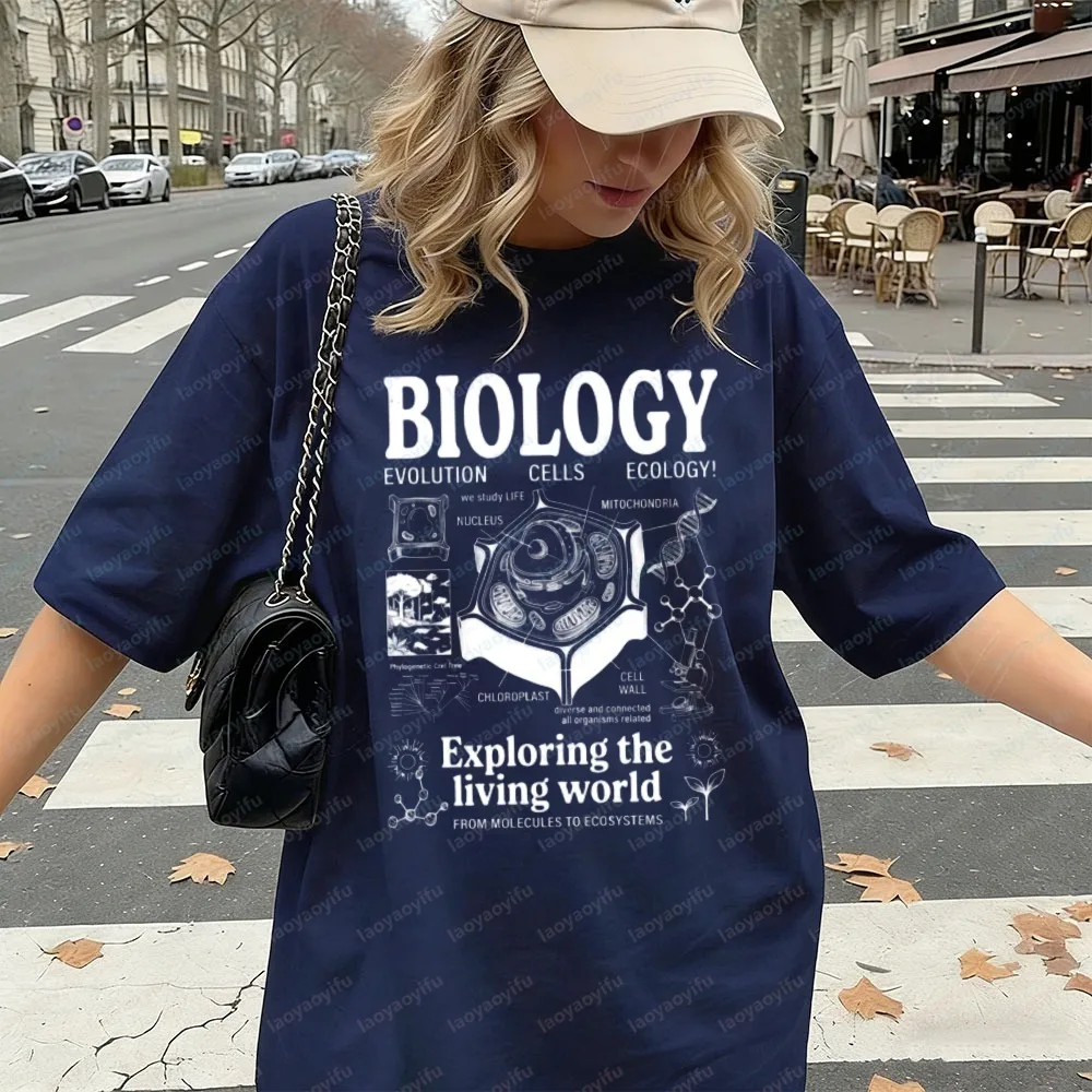 Biology Lover Fan Tee Exploring The Living World Design Science Student Tops Summer Vintage Classic Trend Clothes for Women