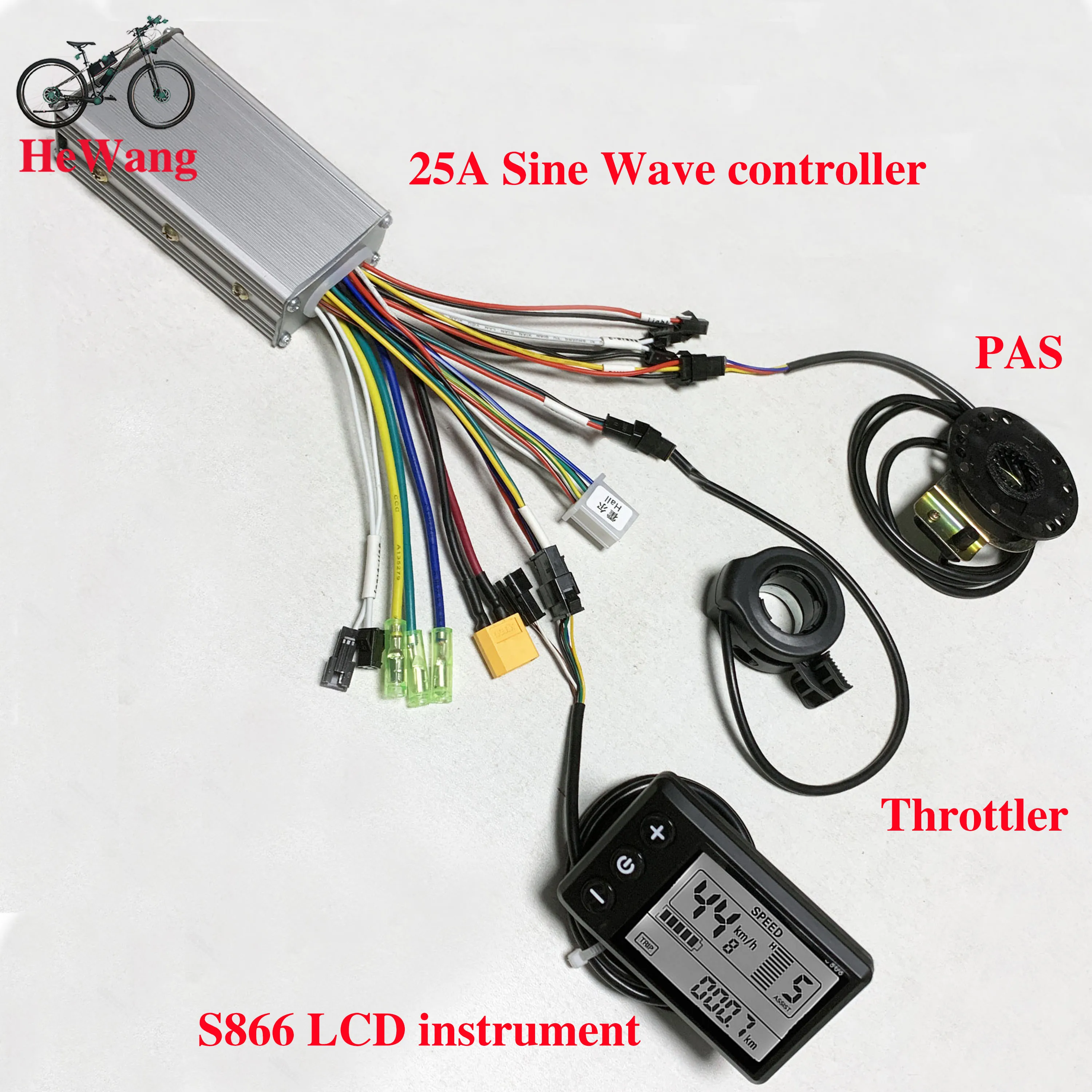 

24 В 36 В 48 В 350 Вт 500 Вт 25 А Синусоидальный бесщеточный контроллер двигателя с ЖК-дисплеем S866 и PAS и дроссельной заслонкой для электронного скутера E-bike