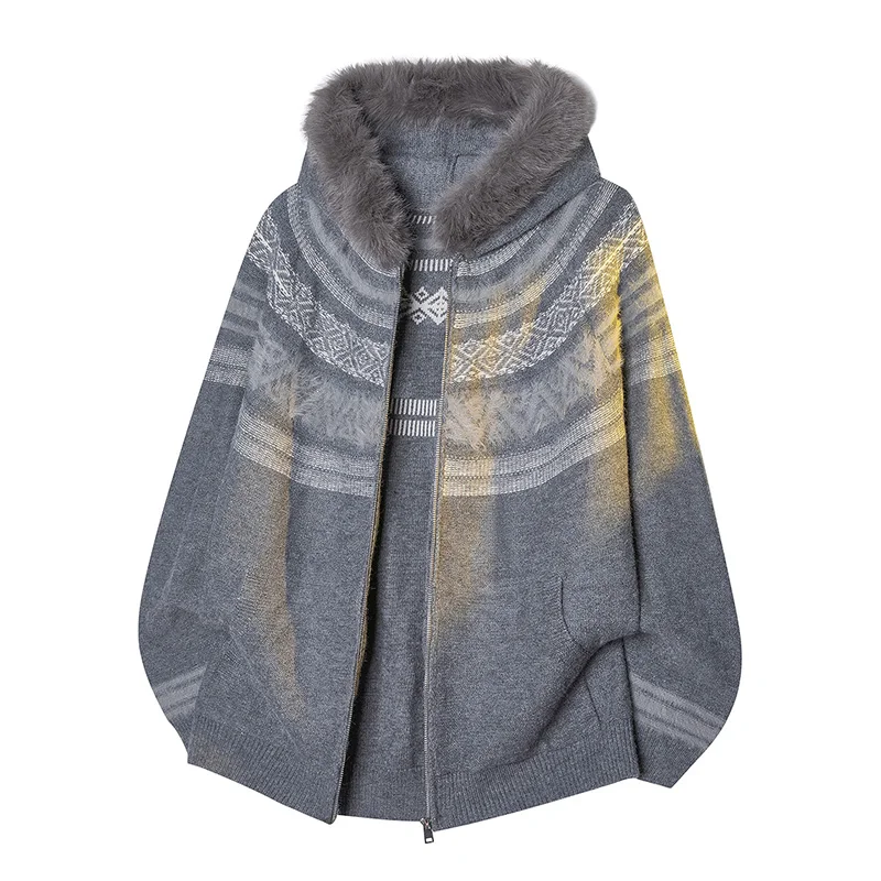 

Faionable Zipper Long Sve Color Blo Knitwear Vintage High Design Sensation Autumn Cardigan Sweater for Men Warm Thiened
