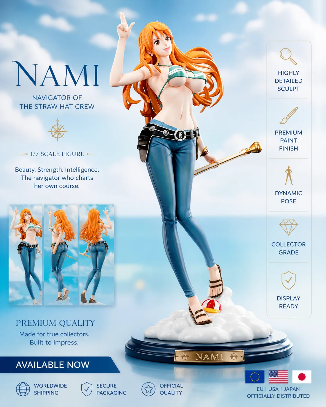 Auf Lager C2 Toys 22cm Integrierte Anime-Figuren Nami-Figuren Zwei Jahre Später Die Strohhut-Truppe Figuren PVC-Statue Geschenke Spielzeug