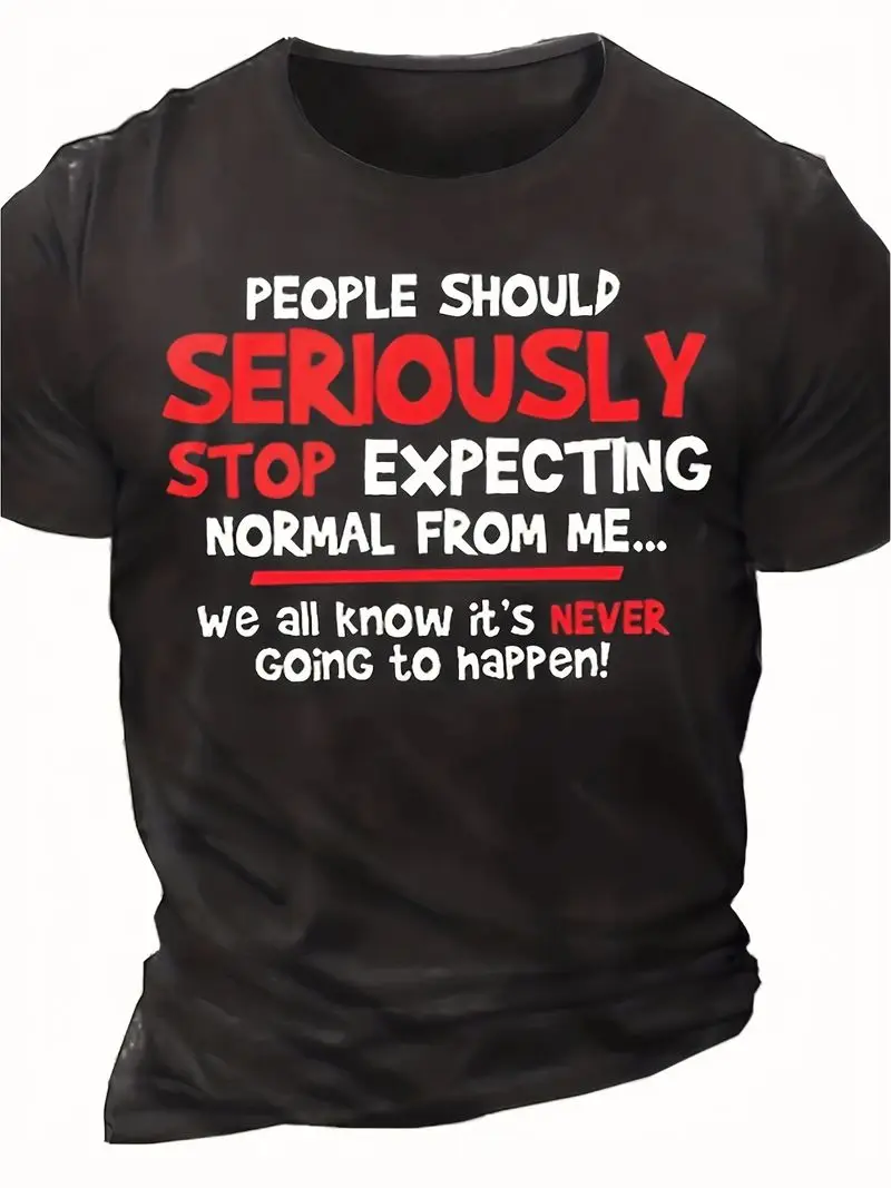 Men's Retro Humorous Sarcastic T-Shirt People Should Stop Expecting Print Lightweight Breathable Crew Neck Short Sleeve Tee Top