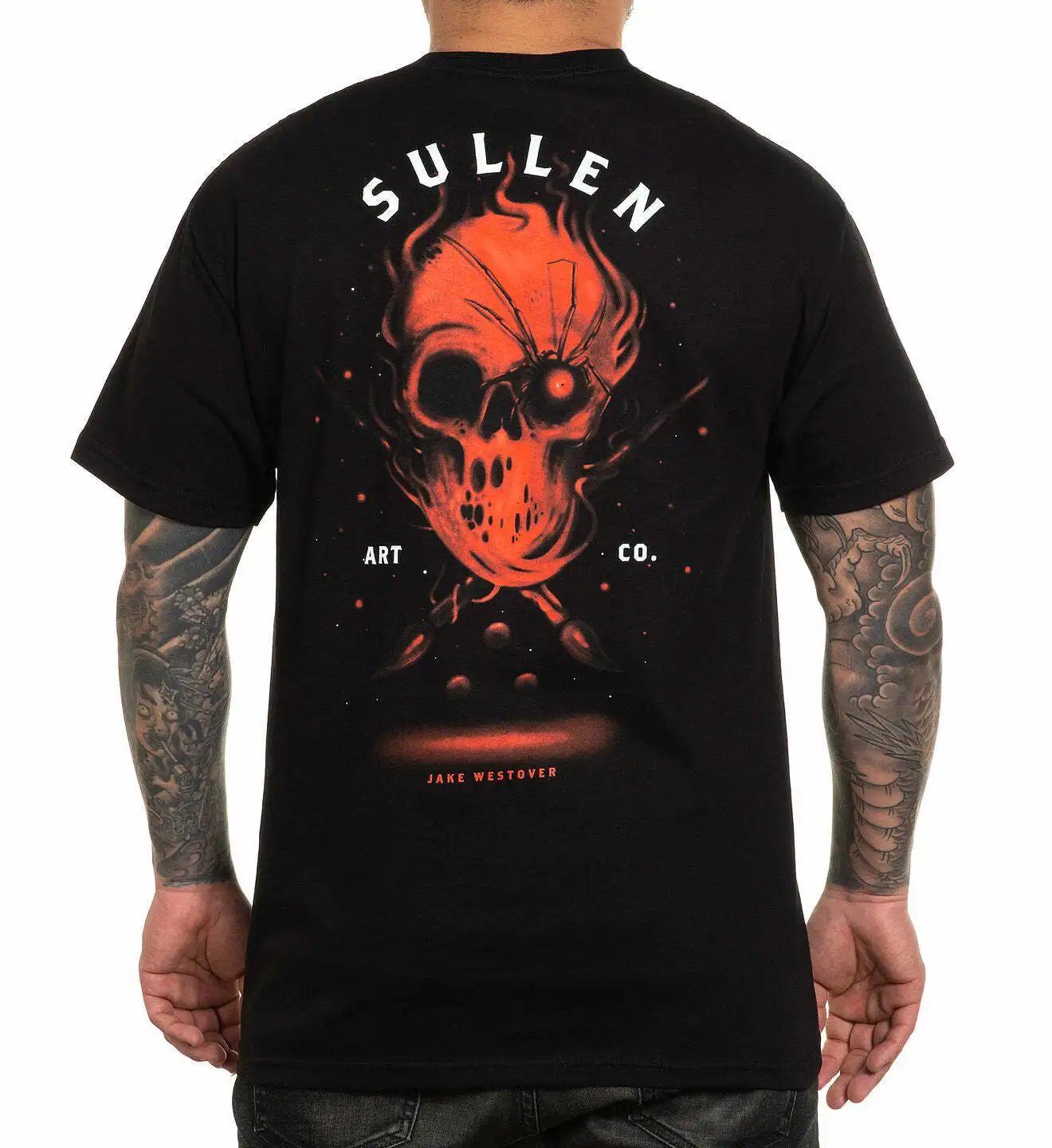 

Sullen Art Collective Red Ghosts Skull Paintbrush Strokes Tattoo Tee SCM3829