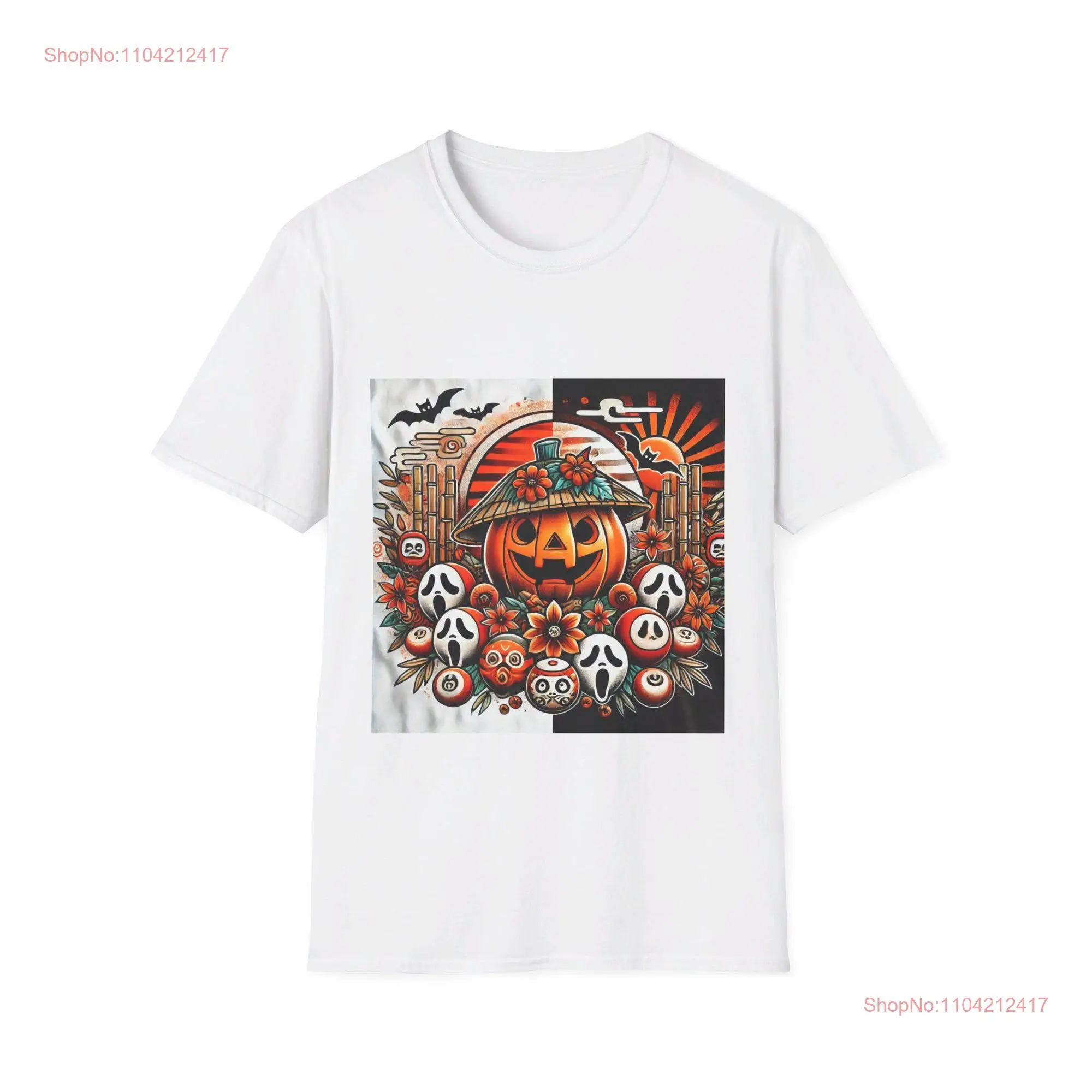 Halloween Party Japan New Year's Ghost Pumpkin Bat Orange White Black Purple Red Unique T shirt Softstyle