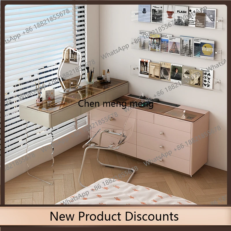 z10Luxury Tocador Blanco con Cajones, Armario Nórdico Verde, Cómoda para Dormitorio de Niña, Escritorio de Maquillaje con Cajones, Mueble Penteadeira