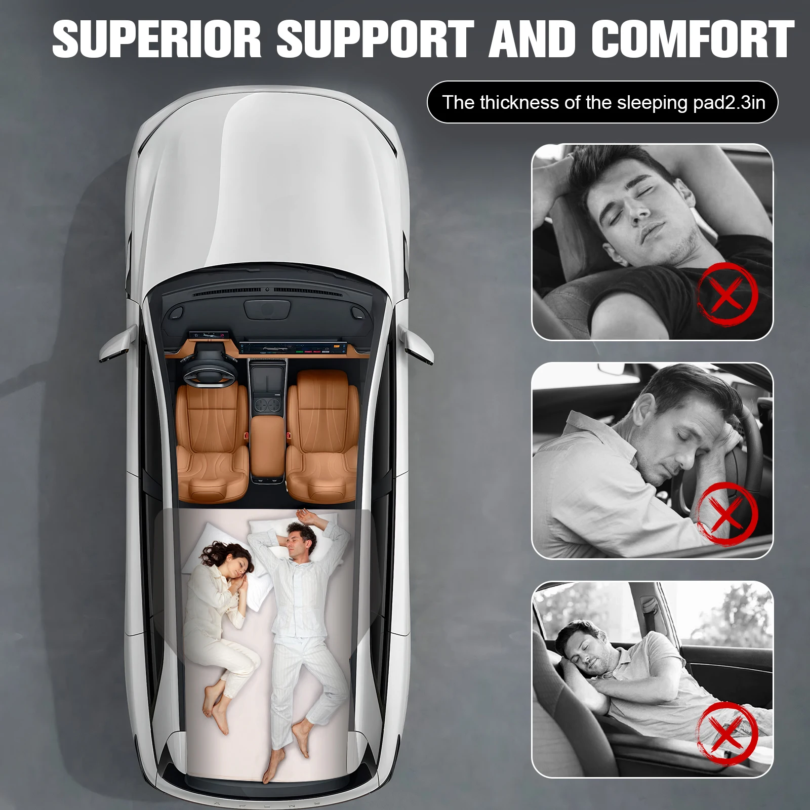 

2.36 Inch Thick Camping Mattress Pad with Pillow Camping Bed Pads Easy Inflate&Deflate for Backpacking Hiking Traveling