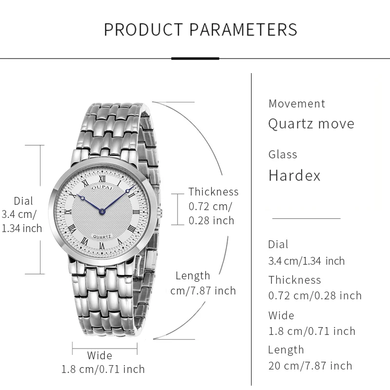 Мужские часы Oupai, серебристые, круглые, тонкие, толщиной 7 мм, циферблат, ремешок из нержавеющей стали, кварцевый механизм, повседневная классика