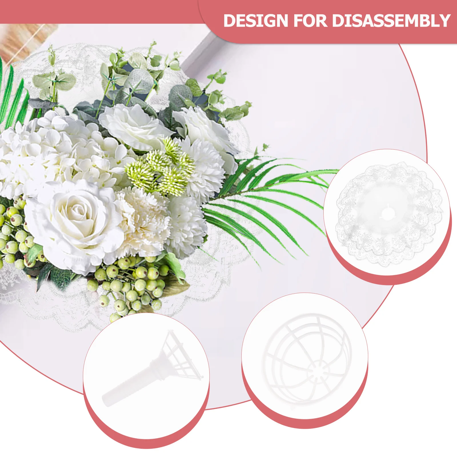 

3Sets Bridal Bouquet Holders Lightweight Wedding Flower Holders DIY Floral Arrangement Holder for Bride Party Decor