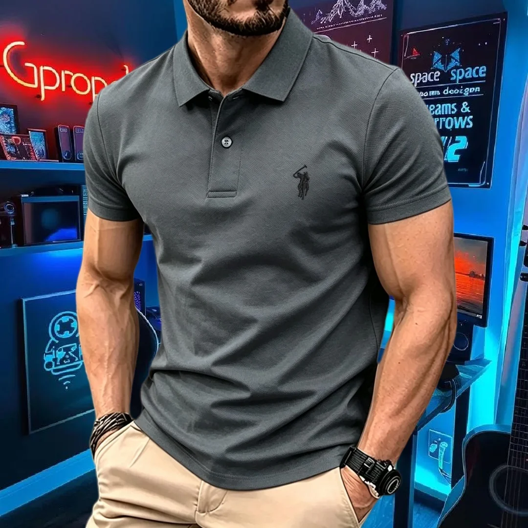 100% pure cotton high-end brand men's short sleeve polo shirt 2026 summer luxury fashion pony embroidery golf top casual T-shirt