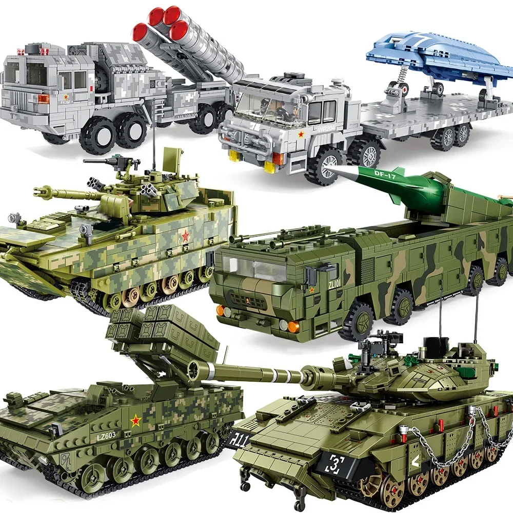 Military Main Battle Tank Building Blocks 100 Missile Vehicles Durian Gun Vehicles Shadow Body Drones Bricks Toy for Kids Boys