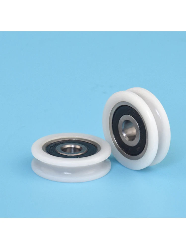 1Pc 5X21X6 bearing pulley groove U-groove wire hanging wheel bathroom wheel nylon roller groove wheel